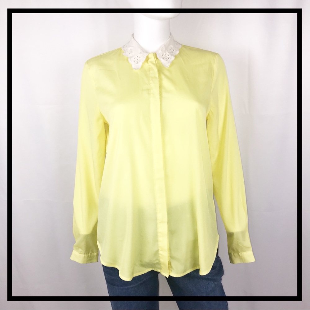 Forever 21 Brand Yellow, Collared Blouse Size S